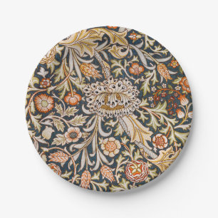 William Morris Vintage Trent Blue Floral Pattern Paper Plate