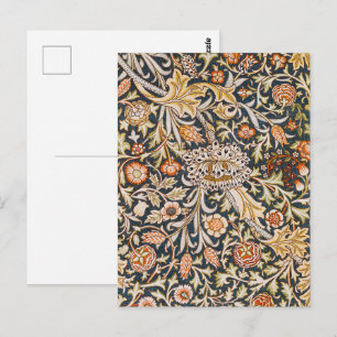 William Morris Vintage Trent Blue Floral Pattern Postcard