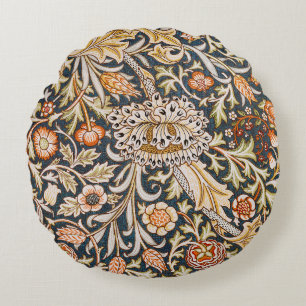 William Morris Vintage Trent Blue Floral Pattern Round Cushion