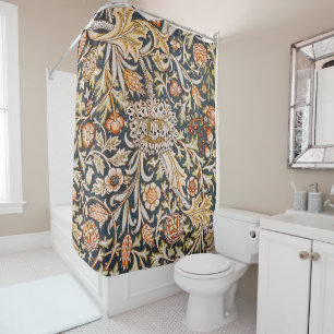 William Morris Vintage Trent Blue Floral Pattern Shower Curtain
