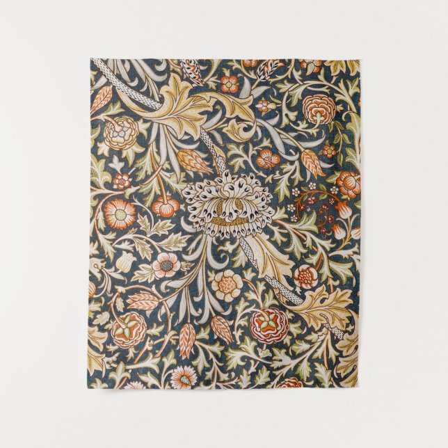 William Morris Vintage Trent Blue Floral Pattern Tapestry (Front)