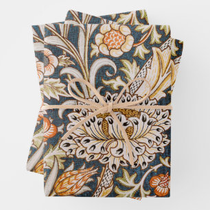 William Morris Vintage Trent Blue Floral Pattern Wrapping Paper Sheet
