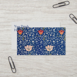William Morris Vintage Tulip Floral Indigo Pattern Business Card