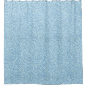 William Morris Vintage Willow Leaves Blue Light  Shower Curtain