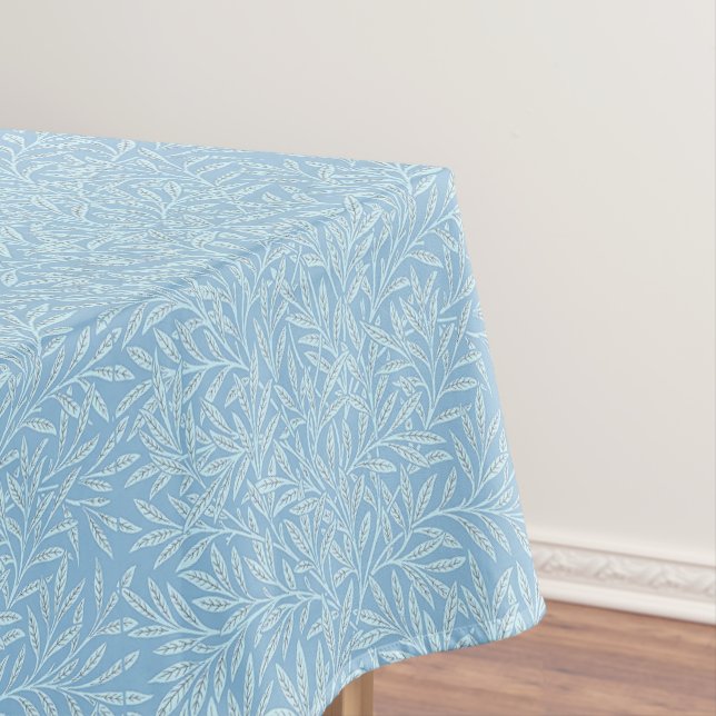 William Morris Vintage Willow Leaves Blue Tablecloth (In Situ)