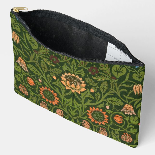 William Morris Violet and Columbine Art Rug Accessory Pouch (Open)