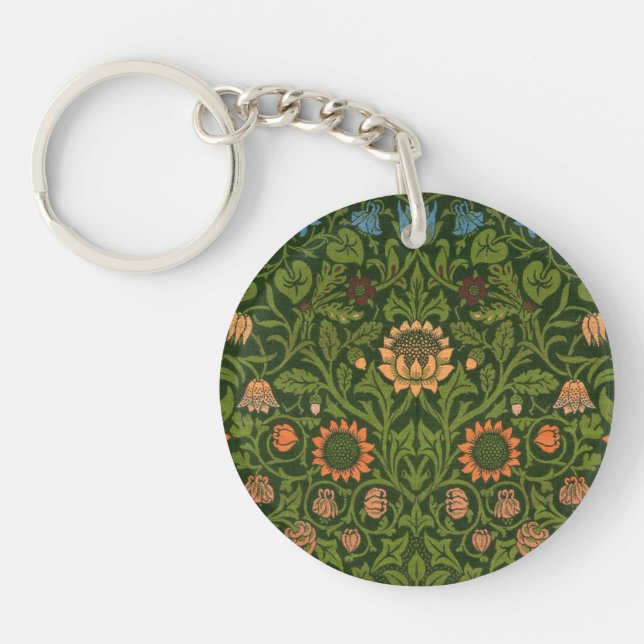 William Morris Violet and Columbine Art Rug Key Ring (Front)