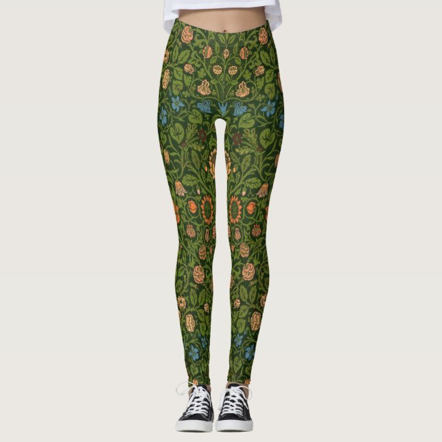 William Morris Violet and Columbine Art Rug Leggings (Front)