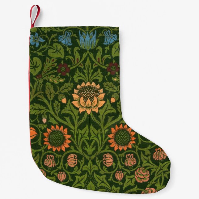 William Morris Violet and Columbine Art Rug Small Christmas Stocking (Front)