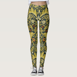 William Morris Violet Columbine Navy Floral Leggings