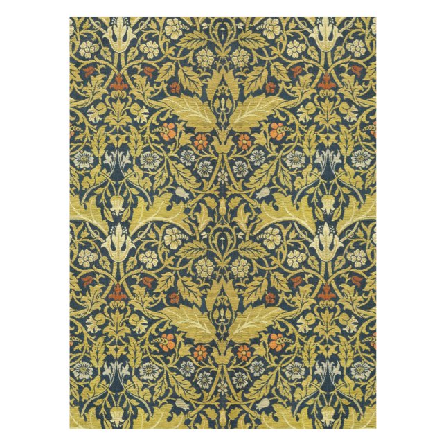  William Morris Violet Columbine Navy Floral Tablecloth (Front)