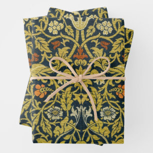 William Morris Violet Columbine Navy Floral Wrapping Paper Sheet