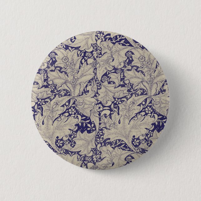 William Morris Wallflower floral blue damask  6 Cm Round Badge (Front)