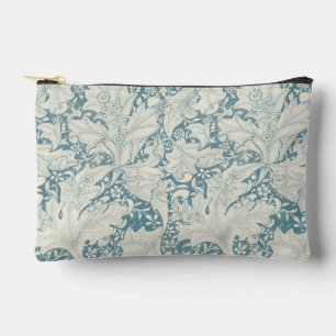 William Morris Wallflower floral blue damask  Accessory Pouch