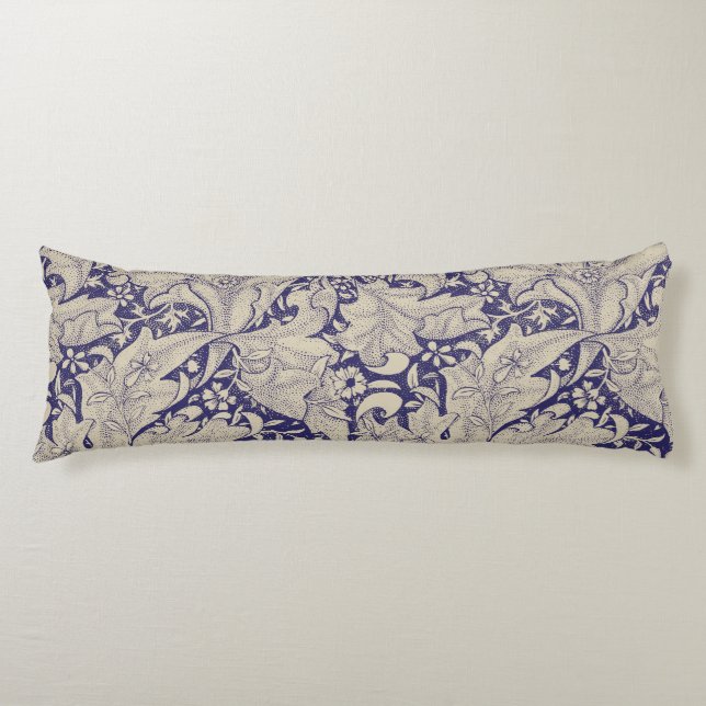 William Morris Wallflower floral blue damask  Body Cushion (Front)