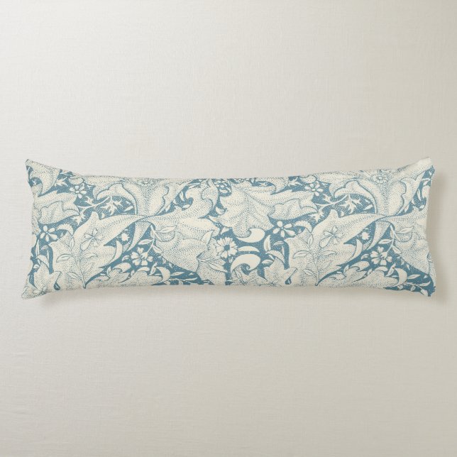 William Morris Wallflower floral blue damask  Body Cushion (Front)