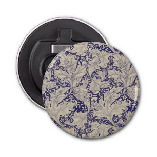 William Morris Wallflower floral blue damask  Bottle Opener