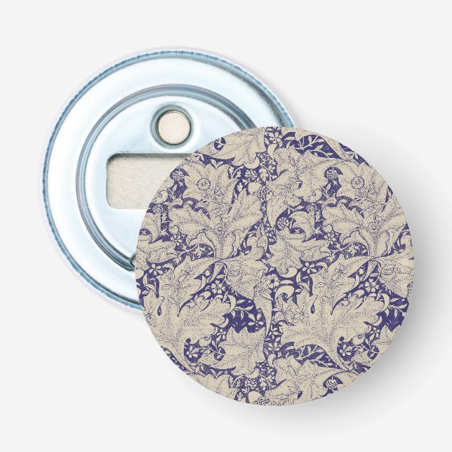 William Morris Wallflower floral blue damask  Bottle Opener (Front)
