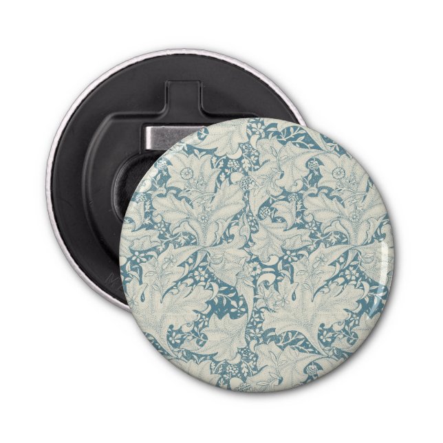 William Morris Wallflower floral blue damask  Bottle Opener (Front)