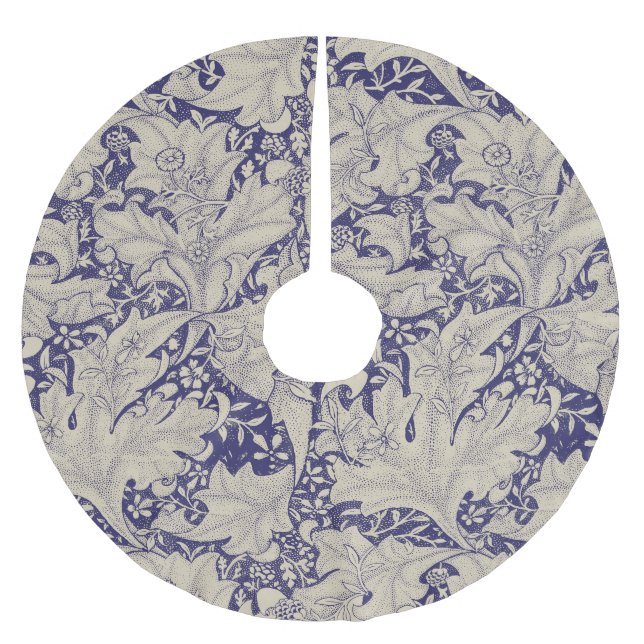 William Morris Wallflower floral blue damask  Brushed Polyester Tree Skirt (Front)