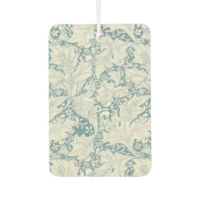 William Morris Wallflower floral blue damask  Car Air Freshener (Front)