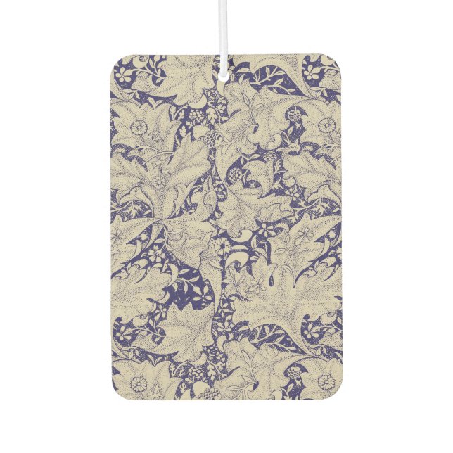 William Morris Wallflower floral blue damask  Car Air Freshener (Front)