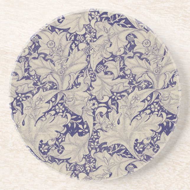 William Morris Wallflower floral blue damask  Coaster (Front)