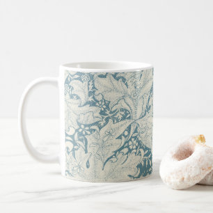 William Morris Wallflower floral blue damask  Coffee Mug
