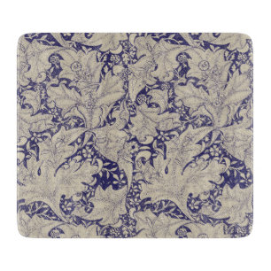 William Morris Wallflower floral blue damask  Cutting Board