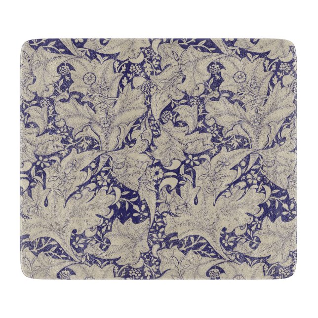 William Morris Wallflower floral blue damask  Cutting Board (Front)