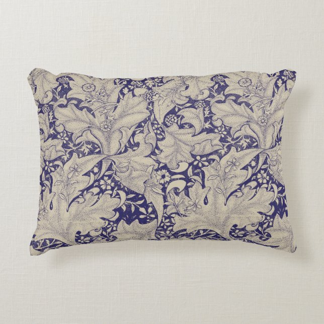 William Morris Wallflower floral blue damask  Decorative Cushion (Front)