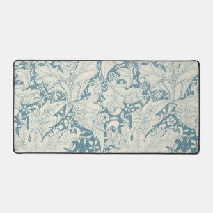 William Morris Wallflower floral blue damask Desk Mat