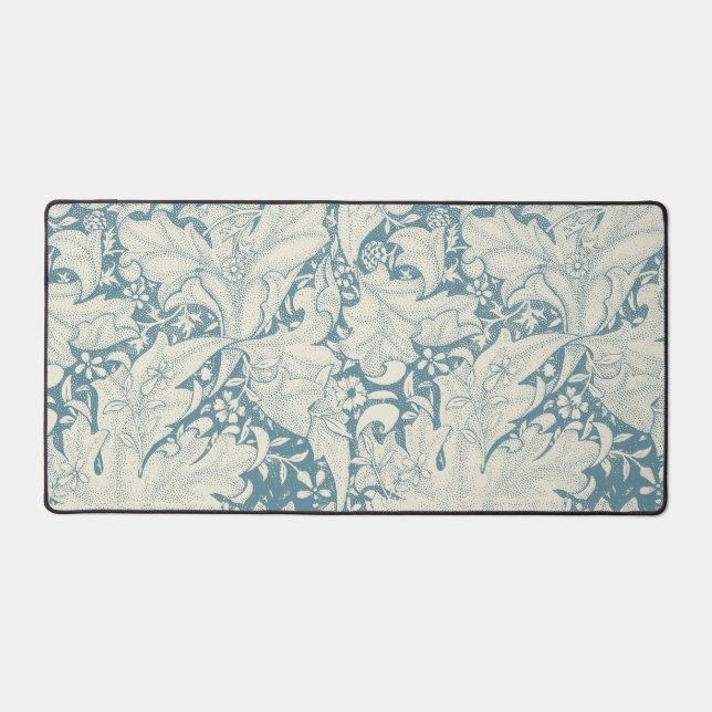 William Morris Wallflower floral blue damask  Desk Mat (Front)