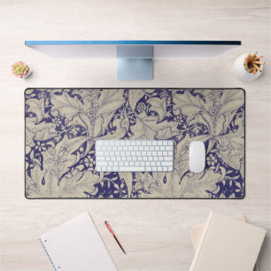 William Morris Wallflower floral blue damask  Desk Mat