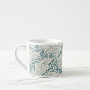 William Morris Wallflower floral blue damask  Espresso Cup