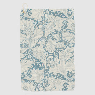 William Morris Wallflower floral blue damask Golf Towel