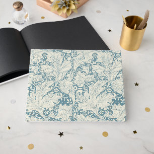 William Morris Wallflower floral blue damask Guest Book