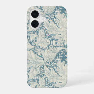 William Morris Wallflower floral blue damask iPhone 16 Case