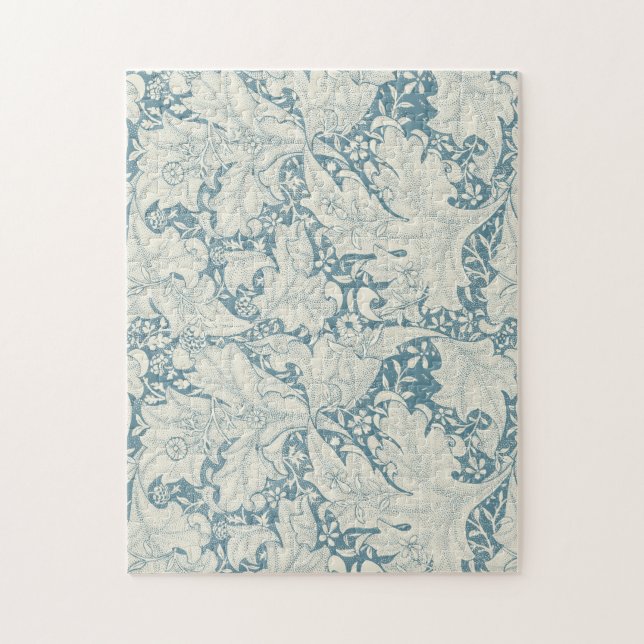 William Morris Wallflower floral blue damask  Jigsaw Puzzle (Vertical)