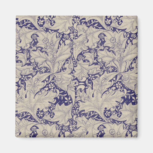 William Morris Wallflower floral blue damask  Magnet (Front)