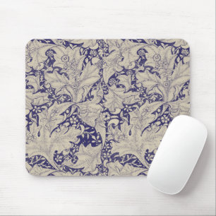 William Morris Wallflower floral blue damask Mouse Mat