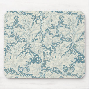 William Morris Wallflower floral blue damask Mouse Mat