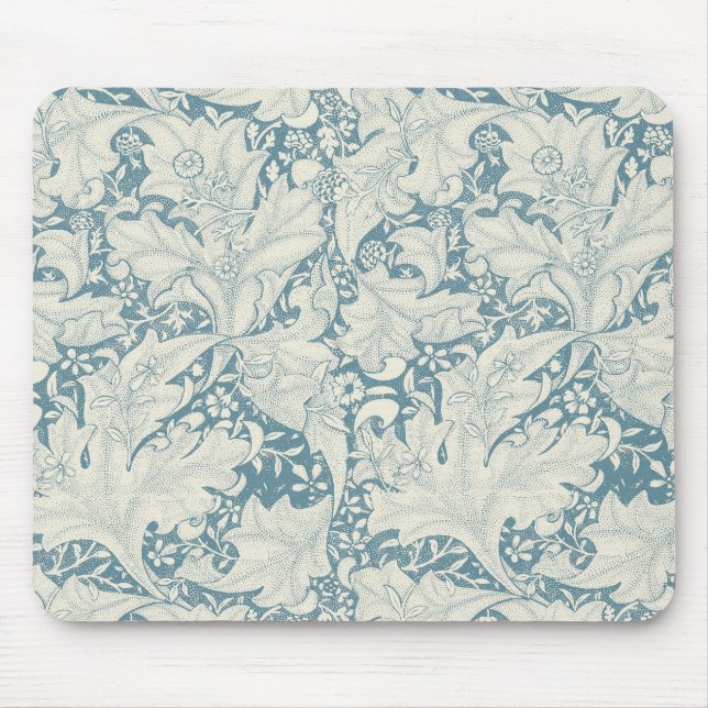 William Morris Wallflower floral blue damask  Mouse Mat (Front)