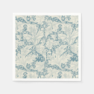 William Morris Wallflower floral blue damask  Napkin