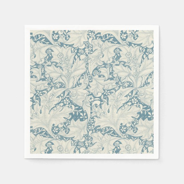 William Morris Wallflower floral blue damask  Napkin (Front)