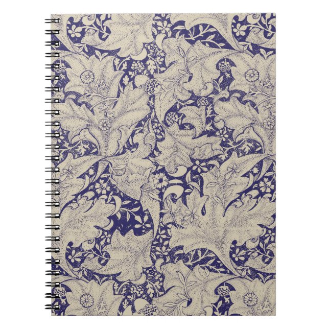 William Morris Wallflower floral blue damask  Notebook (Front)