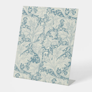 William Morris Wallflower floral blue damask  Pedestal Sign