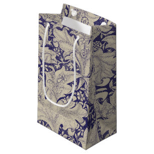 William Morris Wallflower floral blue damask  Small Gift Bag