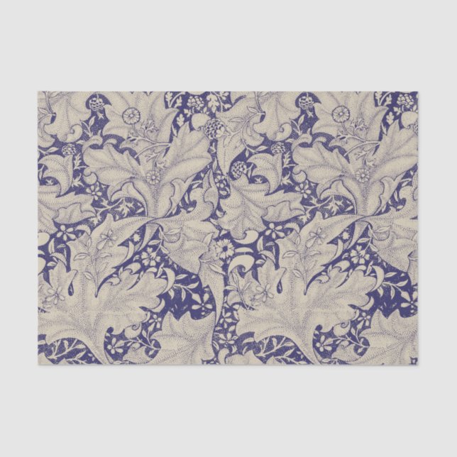 William Morris Wallflower floral blue damask  Tissue Paper (Front)