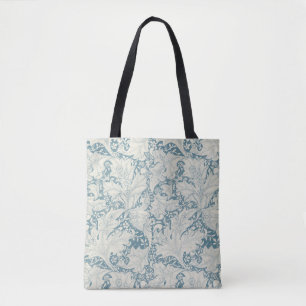 William Morris Wallflower floral blue damask  Tote Bag